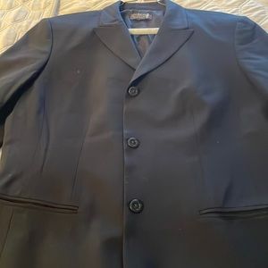 Three button classic black, fully lined lightweight wool blend blazer